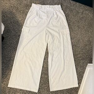 White Wide-Leg Cargo Trousers